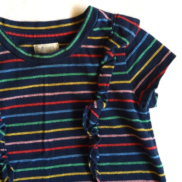 gymboree metallic rainbow stripes t-shirt with ruffle detail 24 months baby girl - Picture 1 of 5